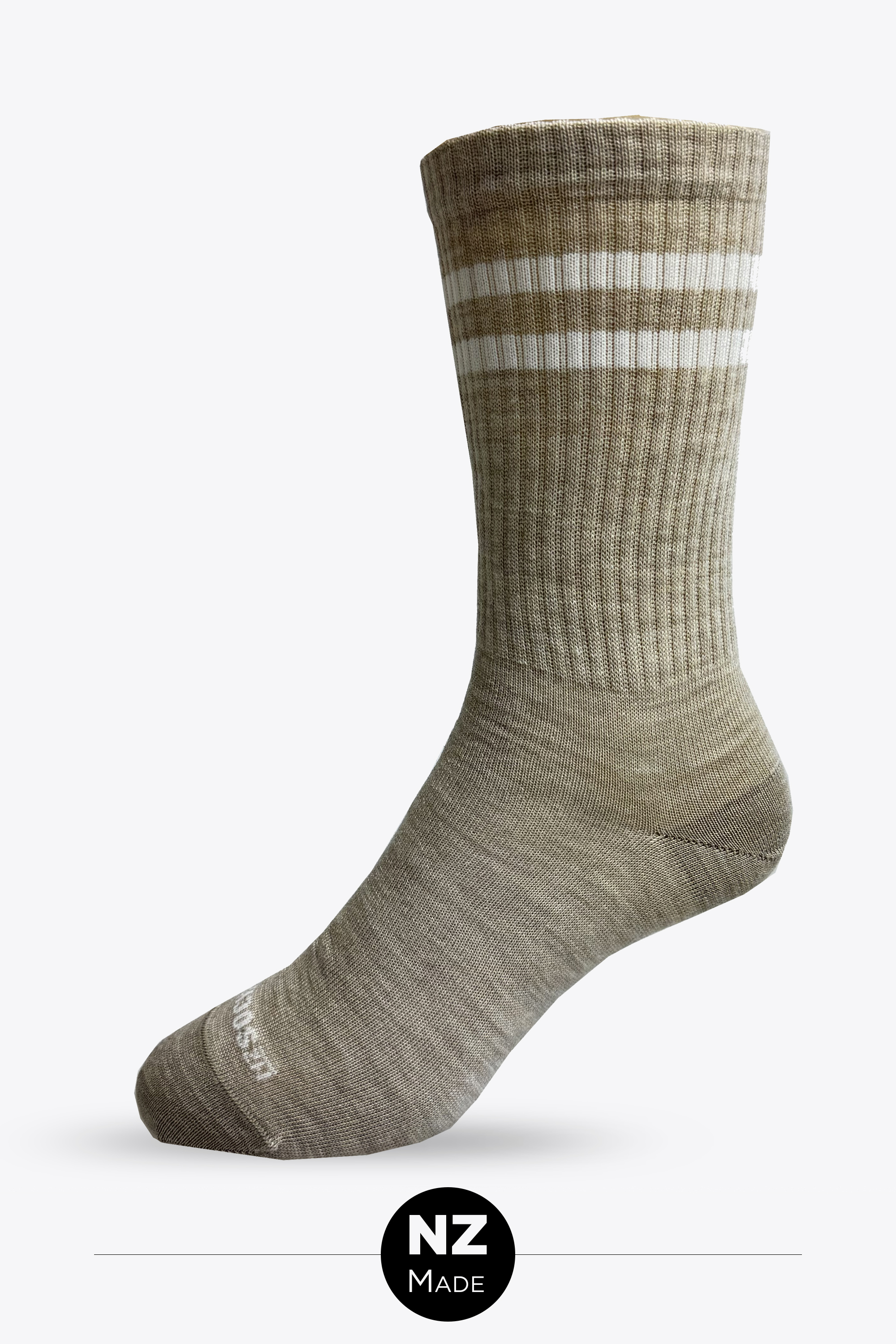 Merino Rib Crew Stripe - oatmeal